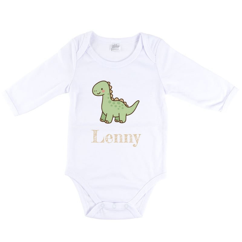 Body bébé manche longue dinosaure personnalisé