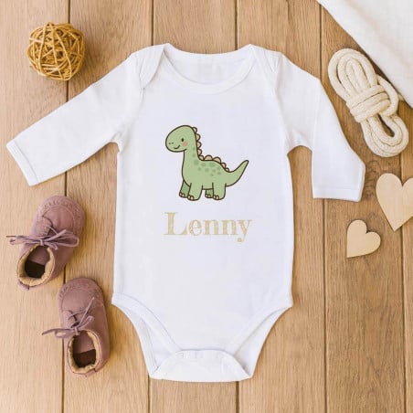 Body bébé manche longue dinosaure personnalisé avec texte