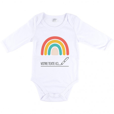 Body bébé manche longue Arc-en-ciel personnalisé avec un texte