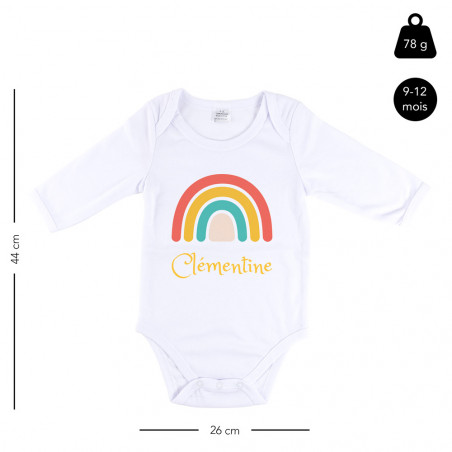 Body long bébé 9-12 mois Arc-en-ciel