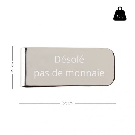 Taille de la pince à billet à personnaliser