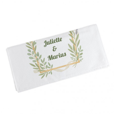 Serviette de bain couple ou mariage imprimé avec prénoms