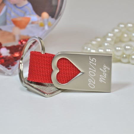 Porte clé Amour à graver texte cœur rouge