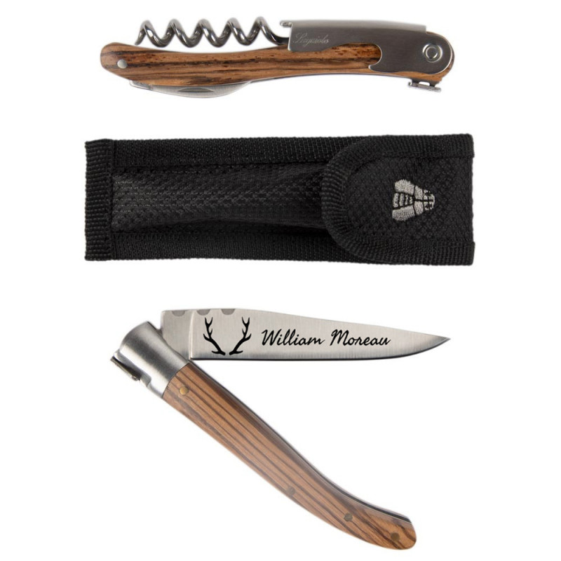 Coffret couteau poche sommelier personnalisé gravé