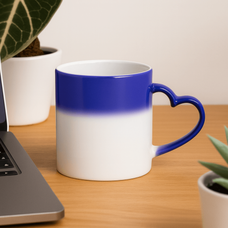 Mug Photo Coeur Magique Bleu a personnaliser
