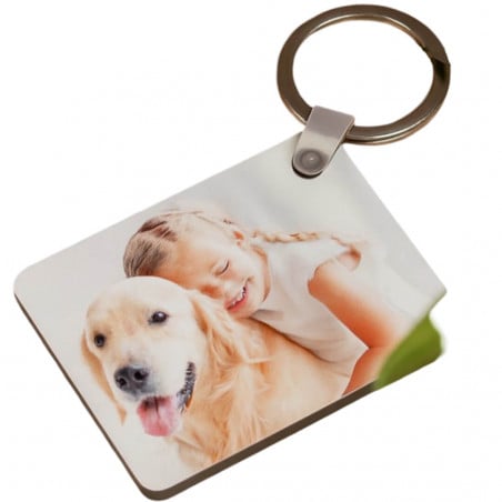 Porte-clé Photo Rectangulaire Bois
