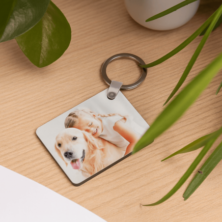 Porte-clé Photo Rectangulaire Bois personnalisé