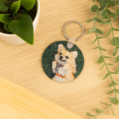 Porte-clé Rond Bois personnalisé avec votre photo