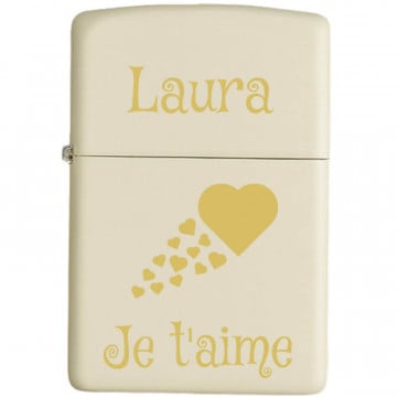 Briquet Zippo Cream Matte personnalisé gravure laser | Fabriqué aux USA