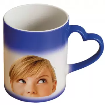 Mug photo cœur magique bleu personnalisé | Cadeau unique et romantique