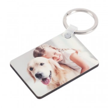 Porte-clé photo rectangulaire bois personnalisé | Élégant et pratique