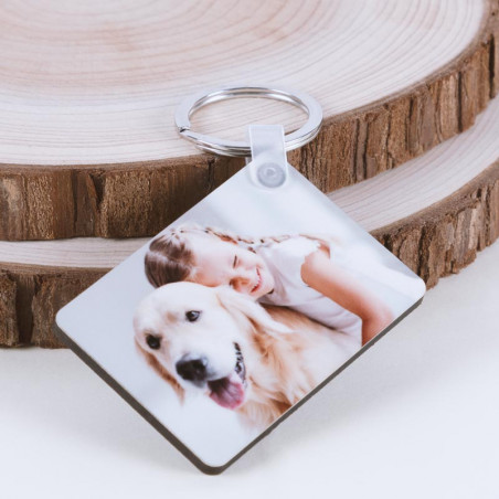 Porte clefs rectangle bois imprimé
