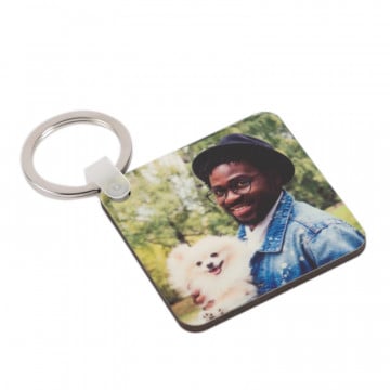 Porte-clé photo carré bois personnalisé | Cadeau unique et pratique
