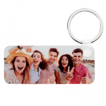 Porte-clé photo rectangle long bois personnalisé | Cadeau pratique et unique