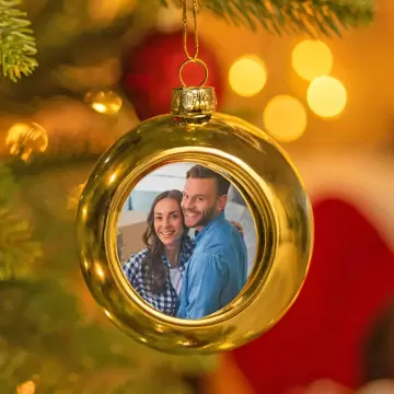 Boule de noel doré personnalisé avec une photo