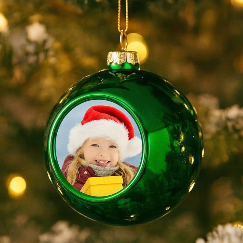 Boule de noel de décoration verte à personnaliser