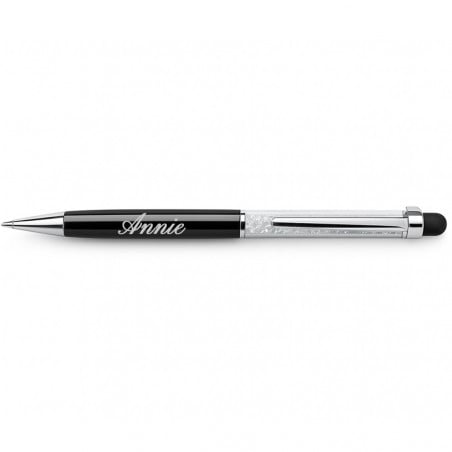Stylo strass gravé noir
