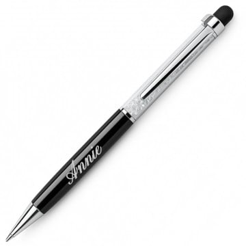 Stylo strass à bille gravé noir