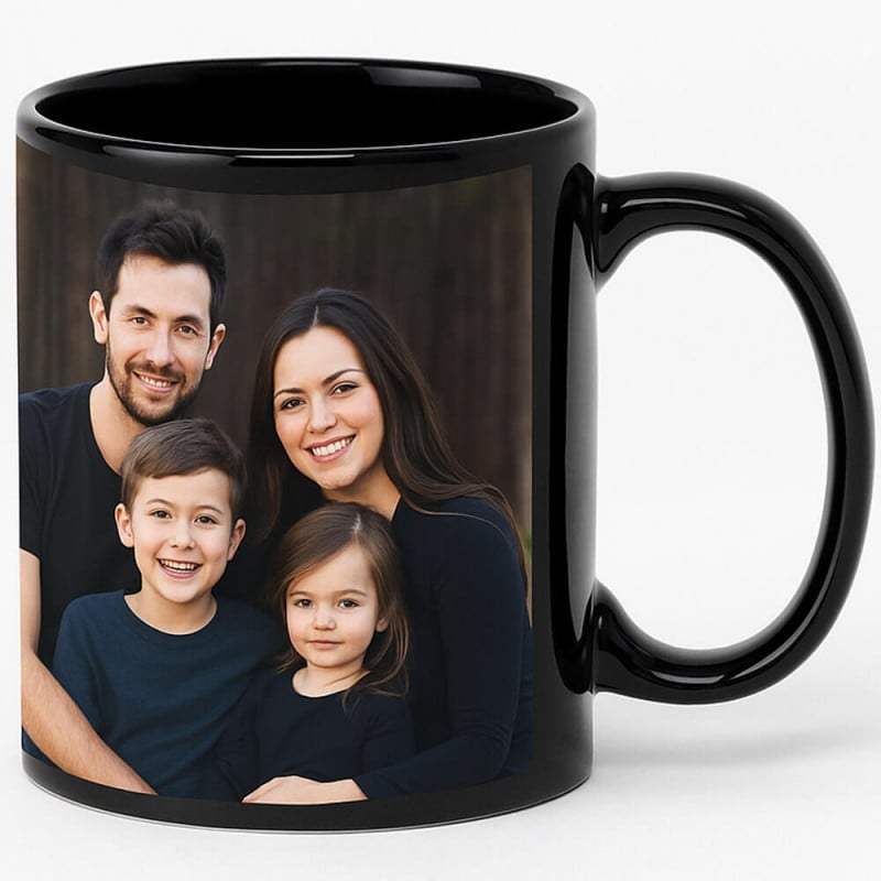 Mug entièrement noir personnalisé photo