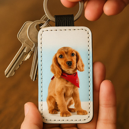 Porte clé cuir unique avec photo imprimée