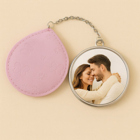 Miroir rond de poche tissu