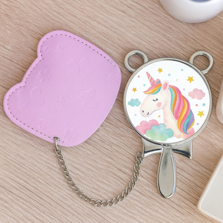 Miroir tissu rose ourson