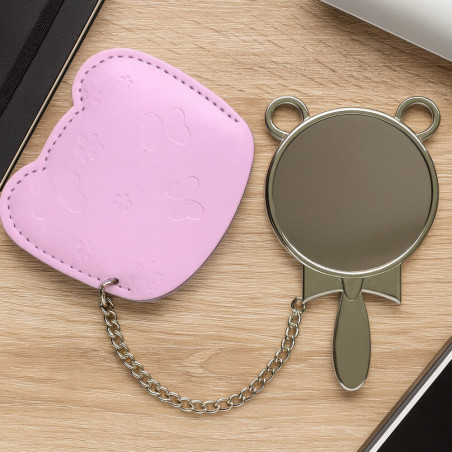 Miroir tissu rose ourson photo
