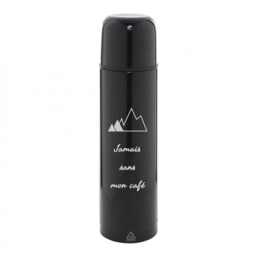 Bouteille thermos inox noir gravée