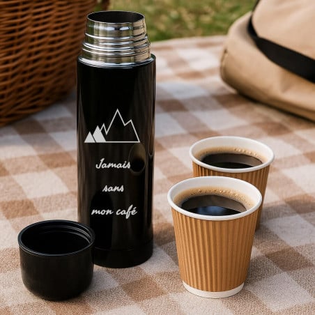 Thermos café gravé