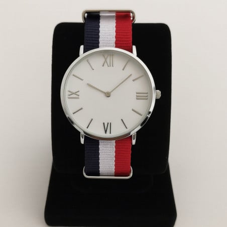 Montre bleu blanc rouge