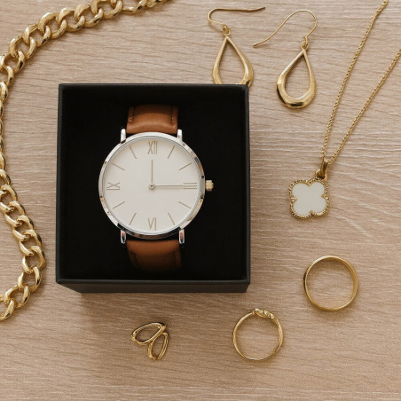 Montre cuir avec 2 gravures
