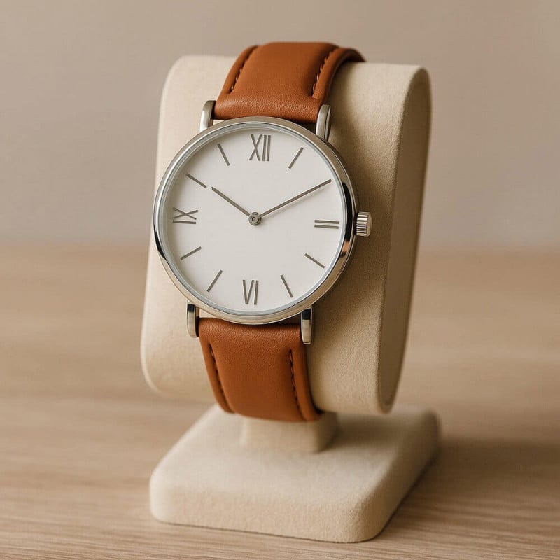 montre homme cuir brun personnalisé