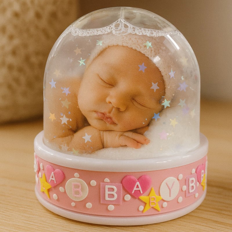 Boule à neige baby rose photo