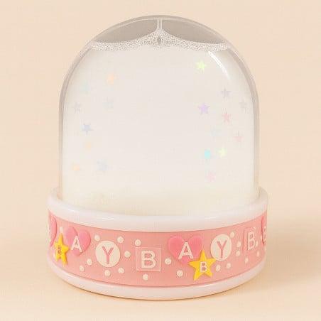 Boule à neige baby fille rose personnalisée