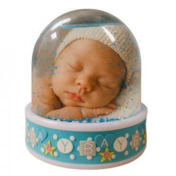 Boule à neige baby bleu personnalisée | Cadeau naissance unique