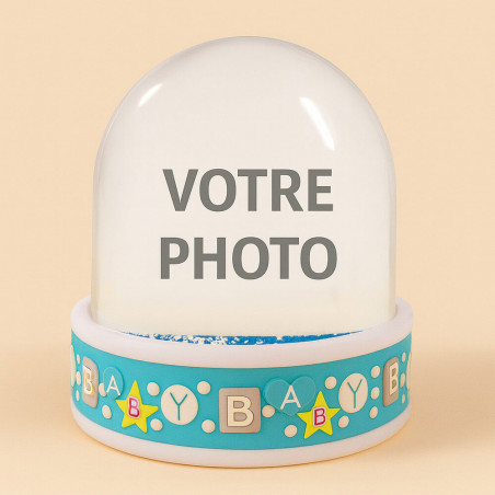 Boule à neige bleu personnalisée