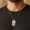 Collier homme plaque flamme personnalisé