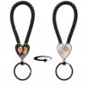 Porte clef coeur corde tressée noir personnalisée recto verso