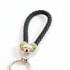 Porte clef coeur corde tressée noir zoom