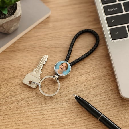 Porte clef corde noir photo ambiance