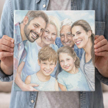 Tableau photo personnalisé effet aquarelle  – Portrait sur toile unique