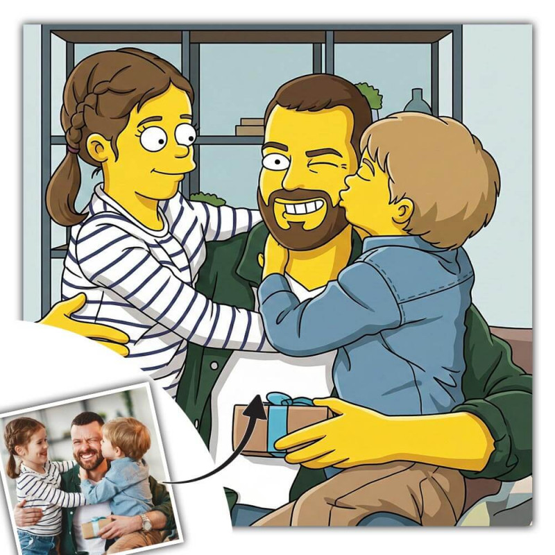 Portrait cartoon tv jaune personnalisé