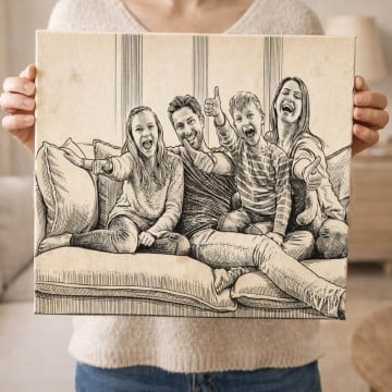 Tableau photo personnalisé Line Art sur toile | Style dessin au trait
