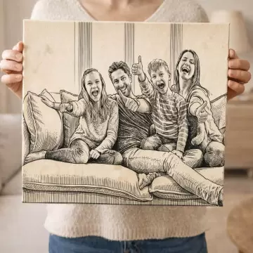 Tableau photo personnalisé Line Art sur toile | Style dessin au trait