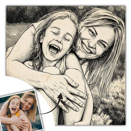 Tableau personnalisé gravure ancienne de type dessin au trait