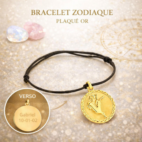 Bracelet Astrologique plaqué or gravé