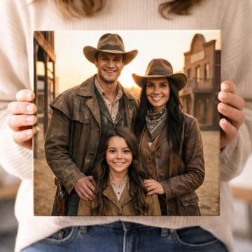 Tableau photo personnalisé style cowboy | Portrait western sur toile