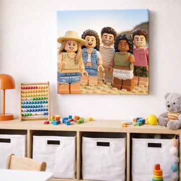 Tableau photo personnalisé effet briques | Portrait figurines sur toile