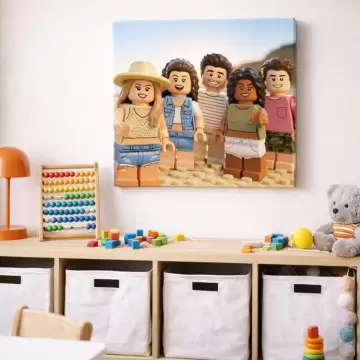 Tableau photo personnalisé effet briques | Portrait figurines sur toile