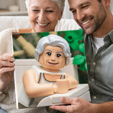 Portrait photo style figurine en briques